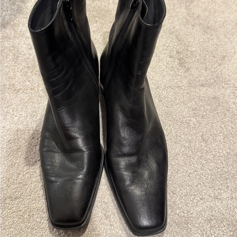 Stuart Weitzman black leather booties